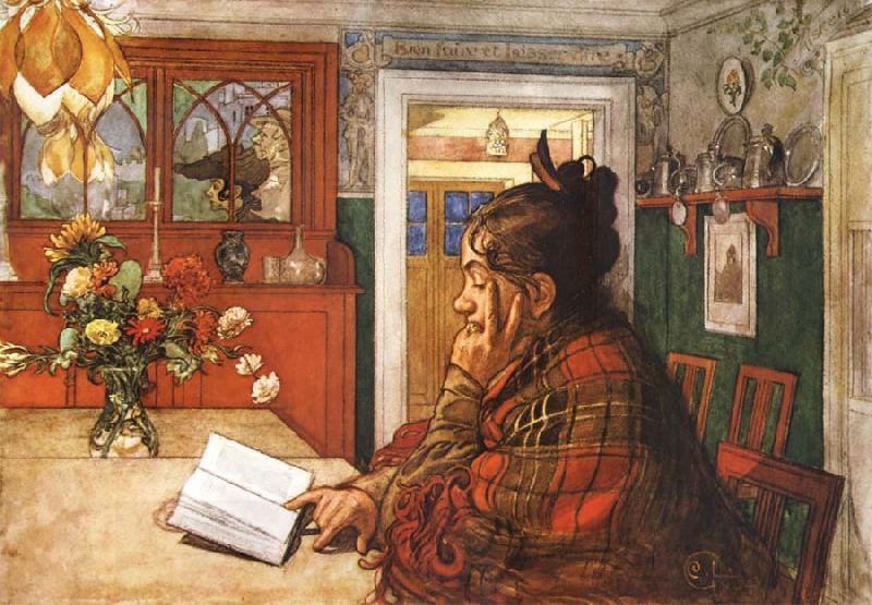 Carl Larsson Karin,Reading oil painting picture